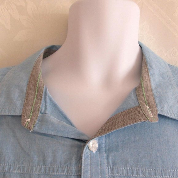 Calvin Klein Jeans Shirt men's casual blue cotton - Picture 2 of 7